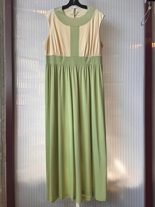 1960s Green & Cream Colorblock Nightgown