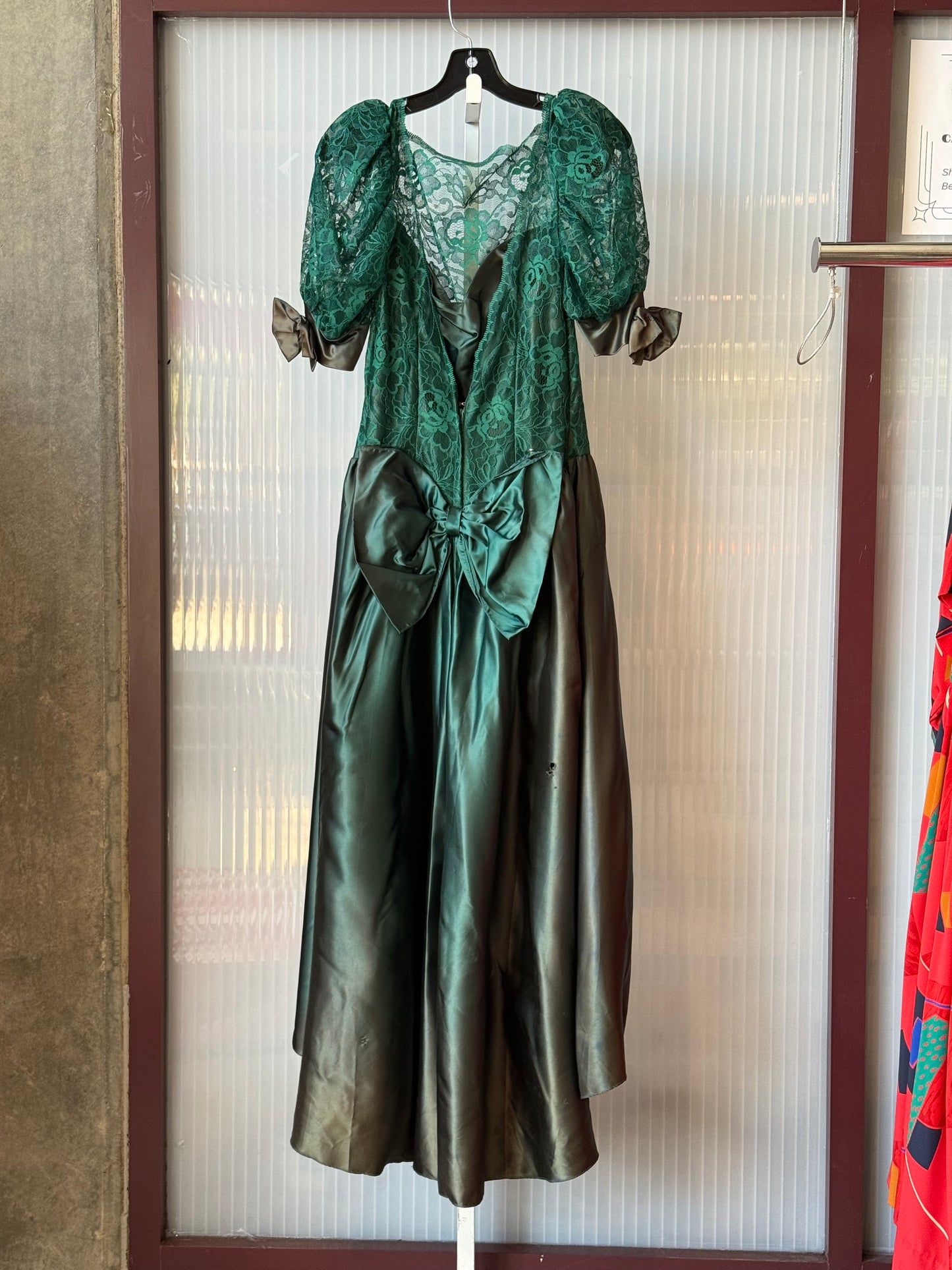 1980s Teal Prom Dress w/ Bows