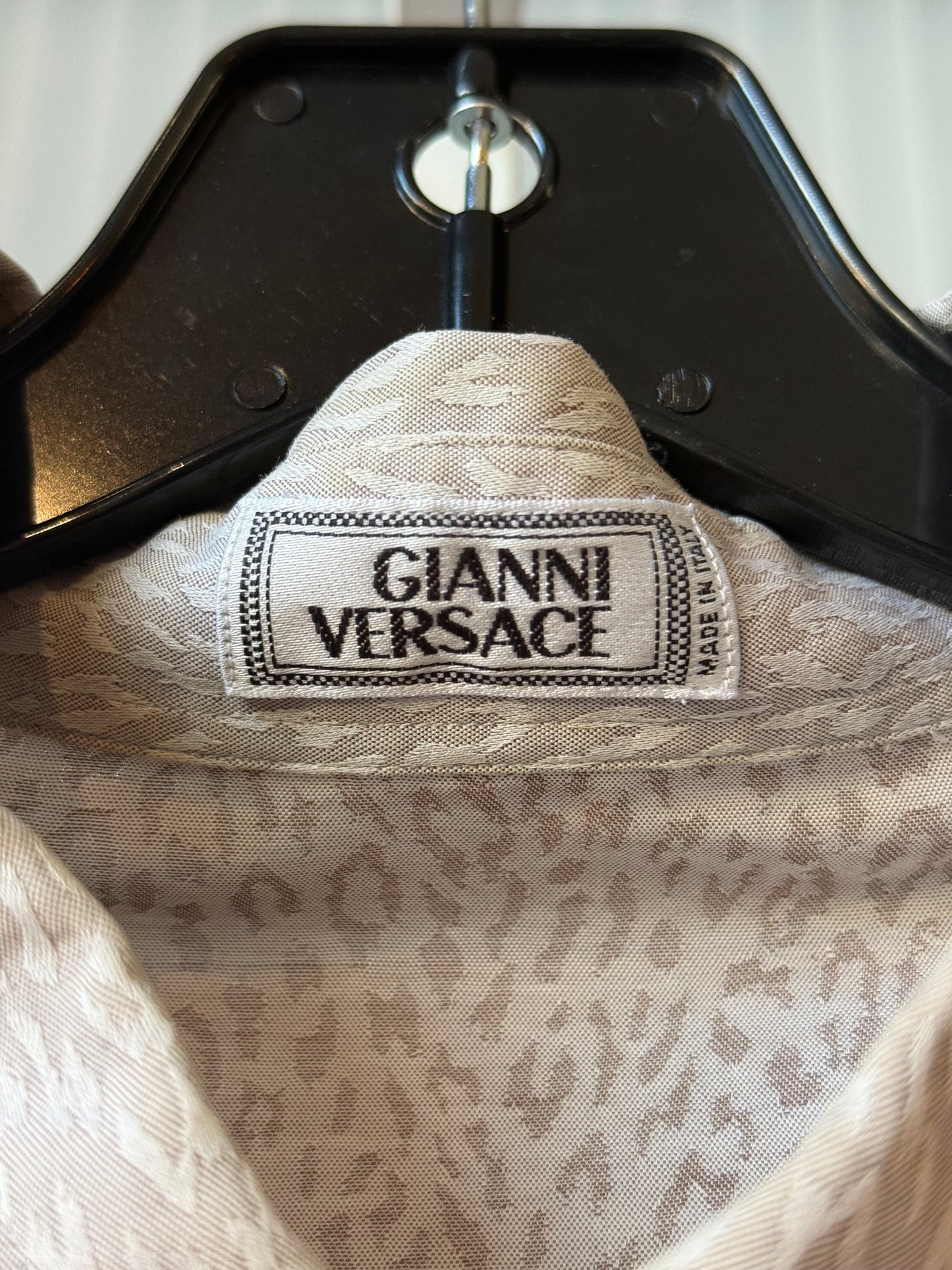 1990s Grey Cheetah Gianni Versace Button-Up Shirt