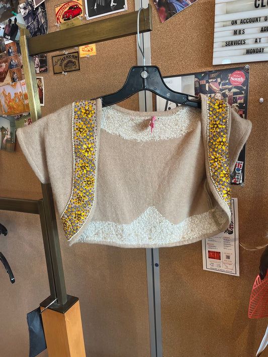 Y2K Beige Bedazzled Shrug