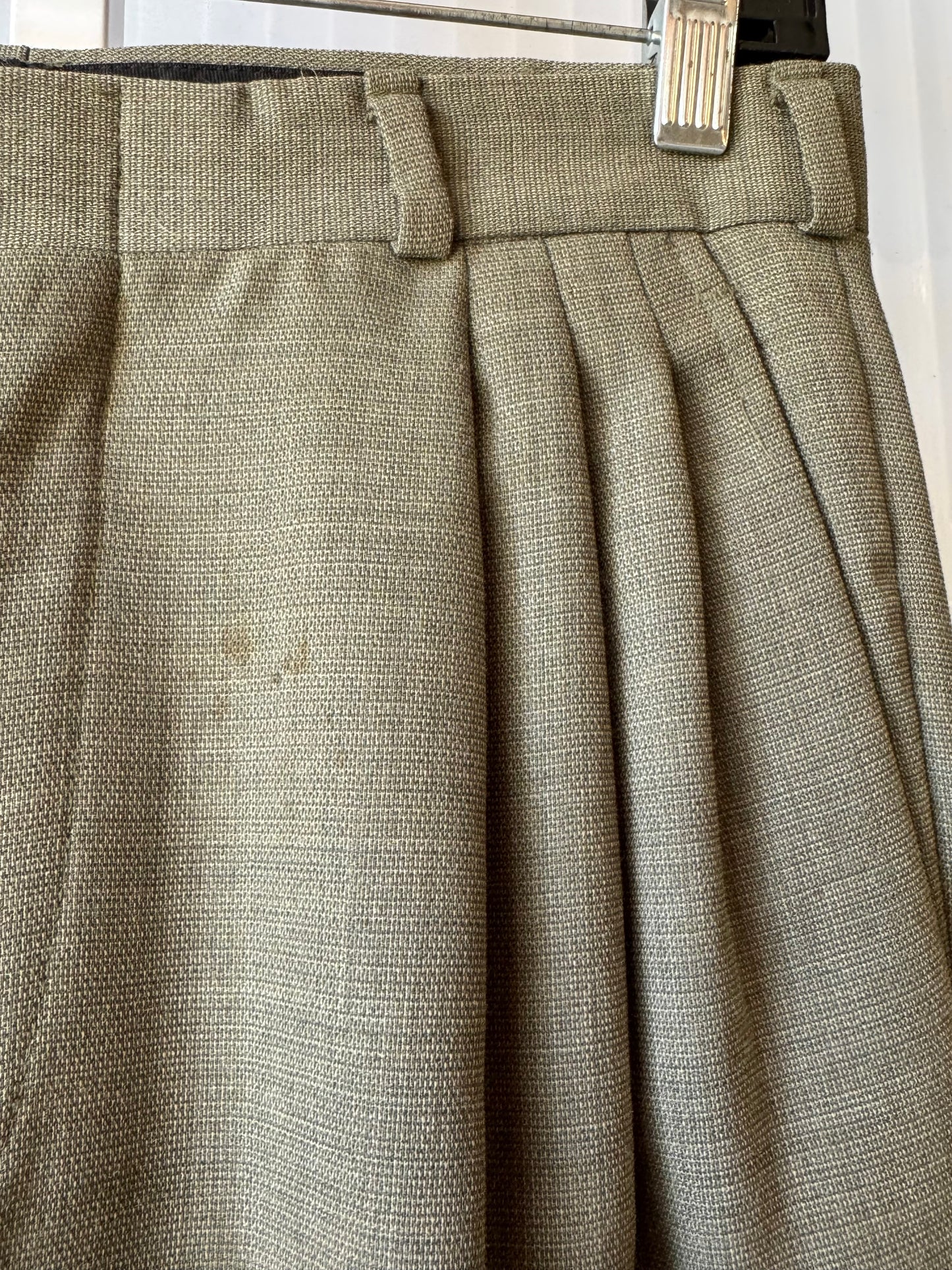1990s Sage Green Wool Blazer & Pants Suit Set