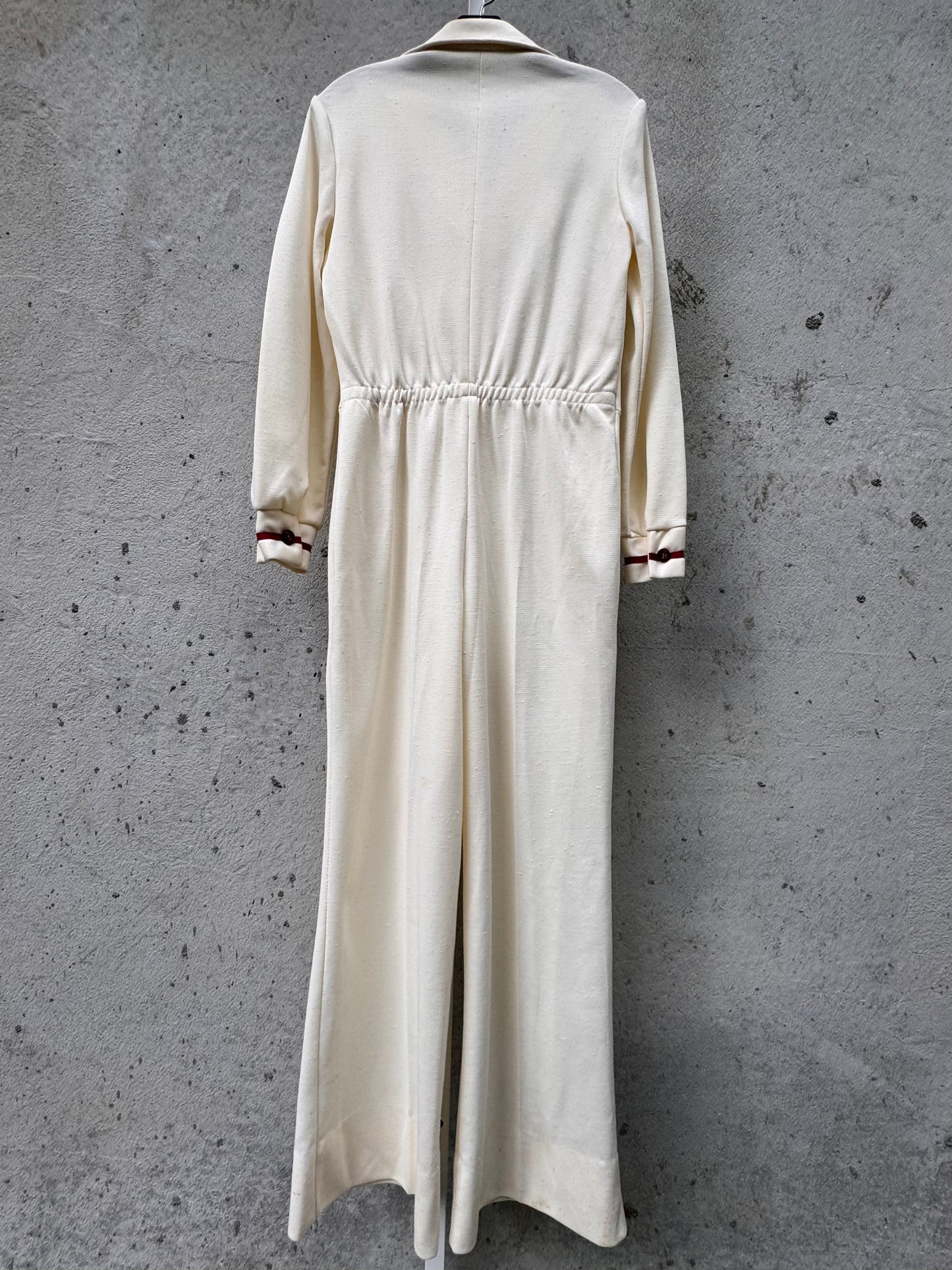 1970s White Western Jumpsuit with Cuff Stripes