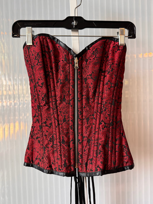 Corset Story Reversible Red & Black Brocade Overbust Corset