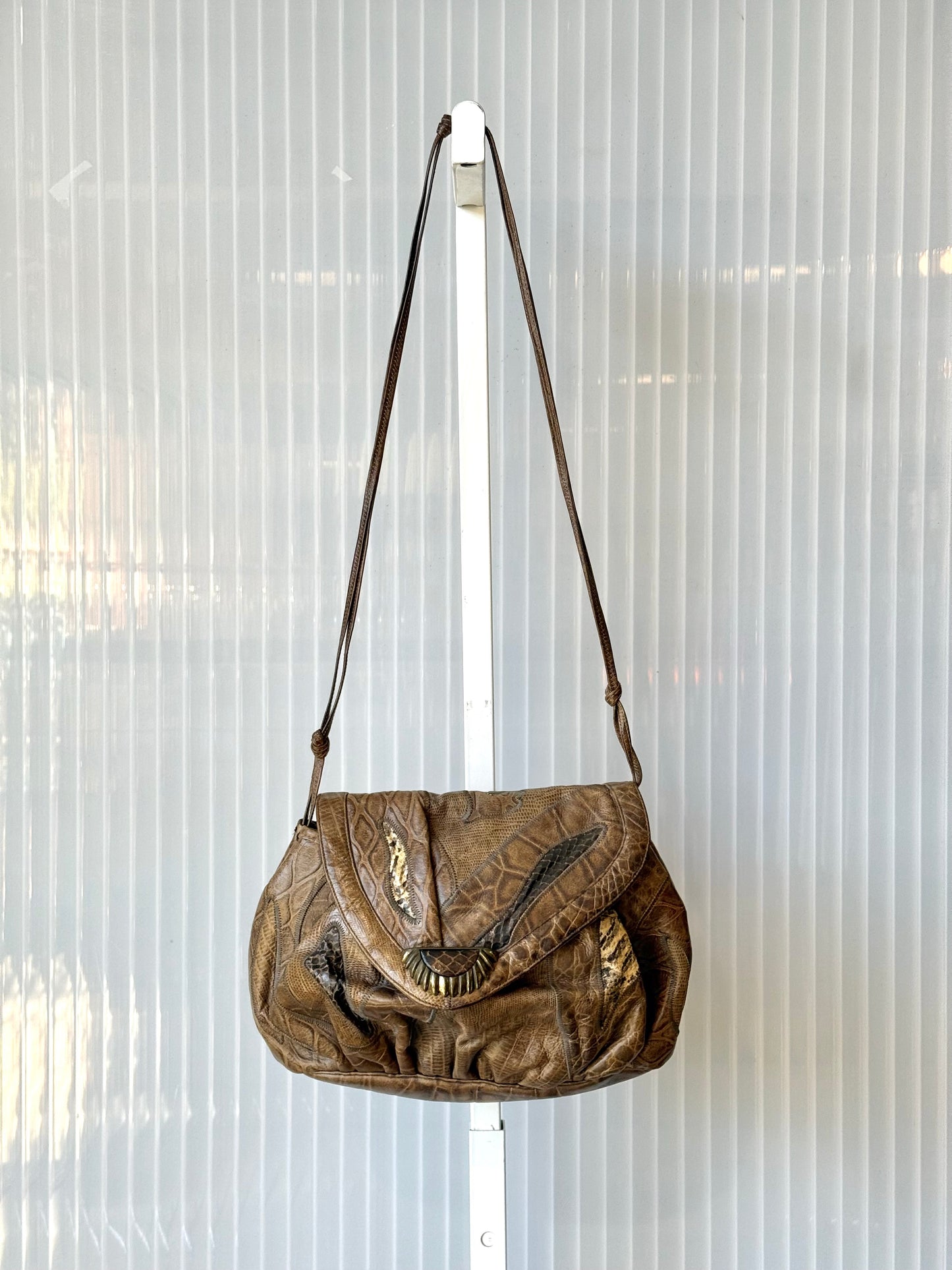 1980s Patchwork Faux Snakeskin Purse