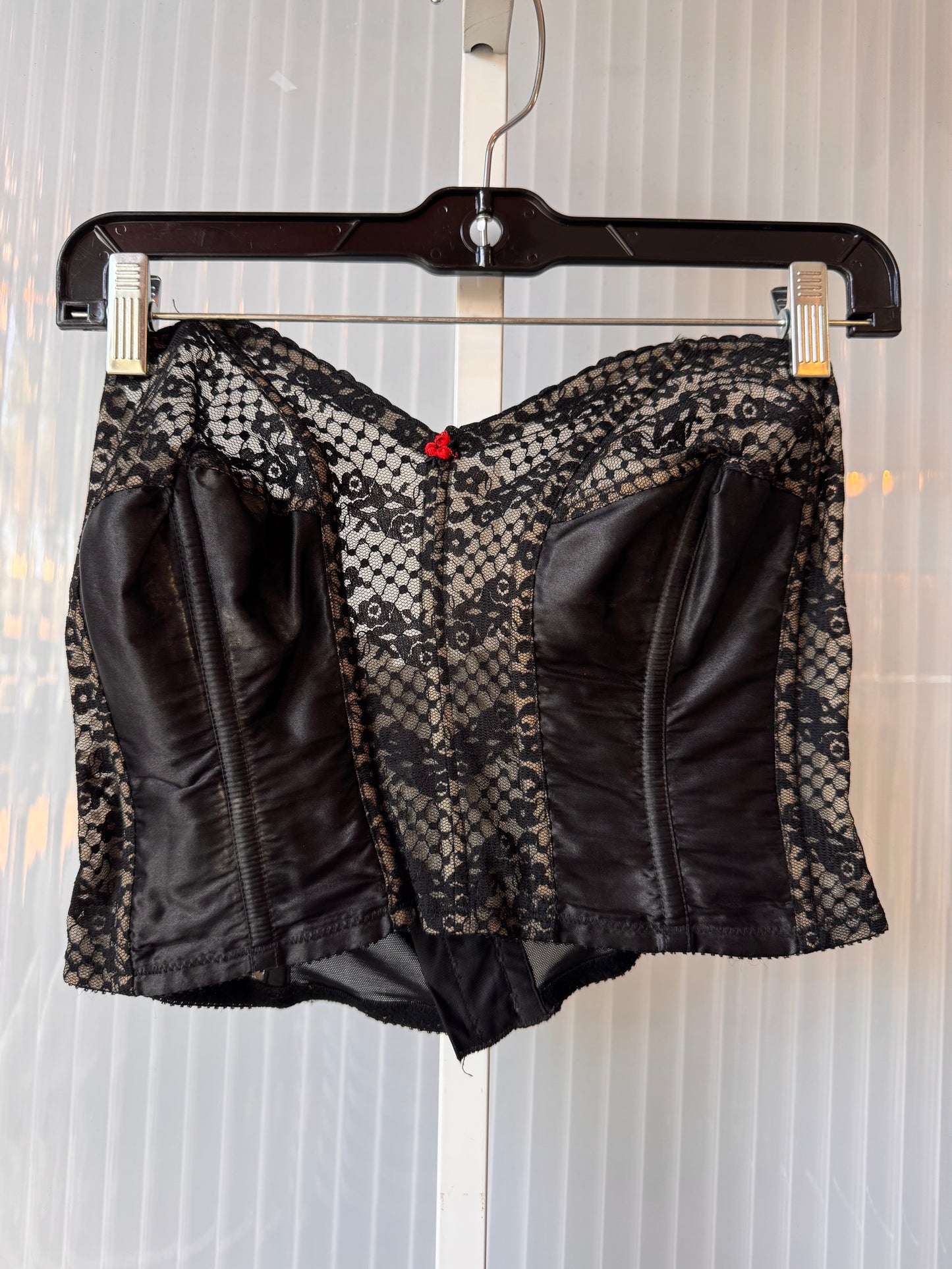 1980s Black Lace Strapless Bustier