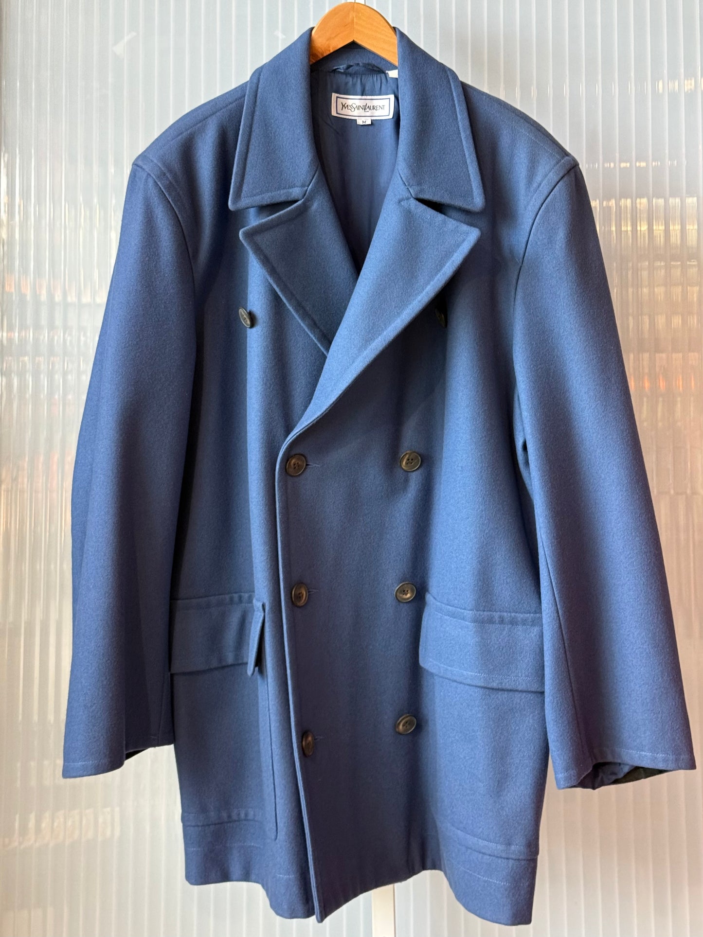 Slate Blue Yves Saint Laurent Double Breasted Blazer