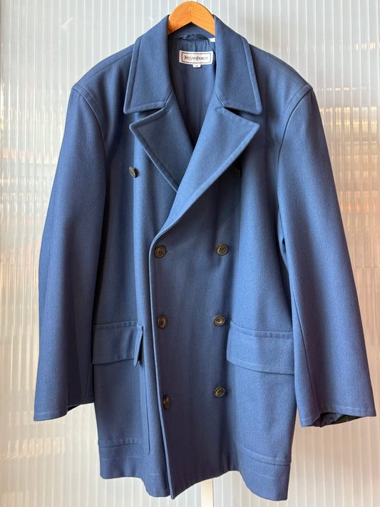 Slate Blue Yves Saint Laurent Double Breasted Blazer