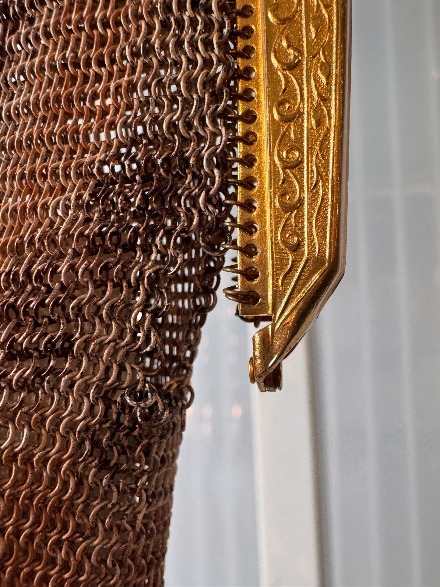 1920s Gold Tone Mesh Flapper Purse