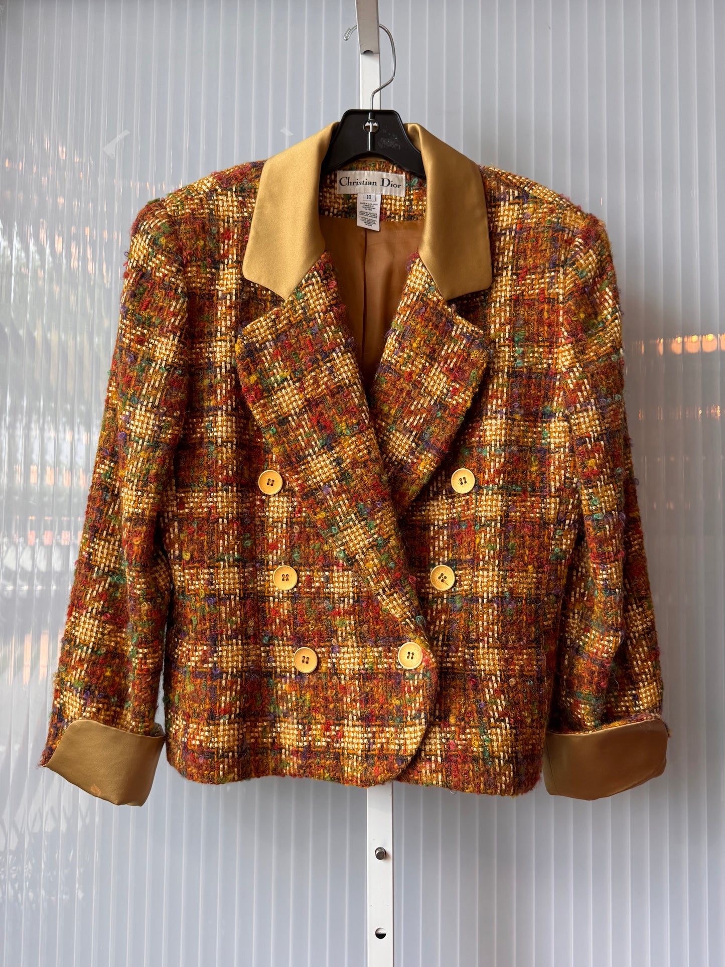 1980s Christian Dior Golden Tweed Blazer Jacket