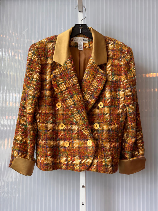 1980s Christian Dior Golden Tweed Blazer Jacket