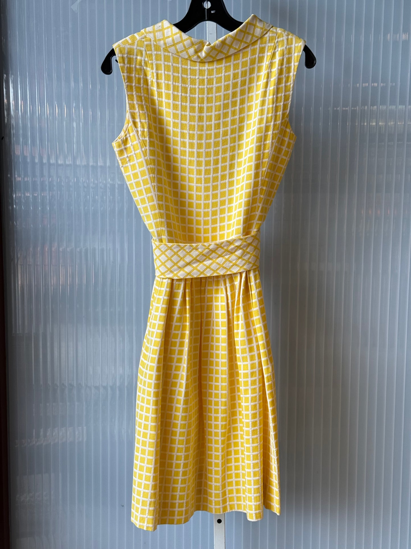 1960s Canary Yellow Sleeveless Shirtwaist Dress w/ Sash