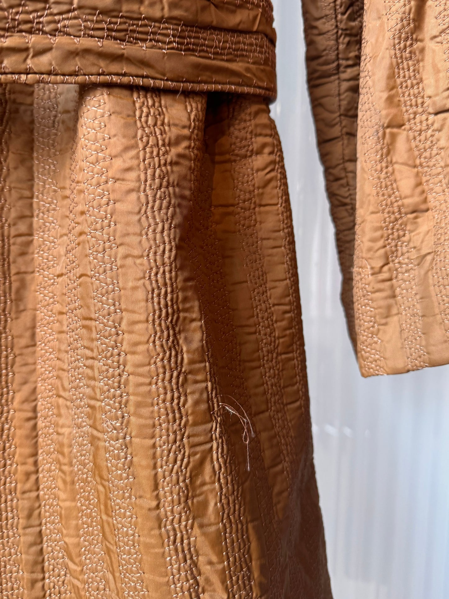 1970s Quilted Brown Textured Trench