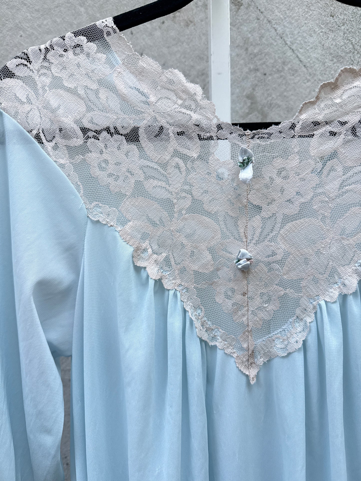 1960s Light Blue Nightgown W/ Lace Details