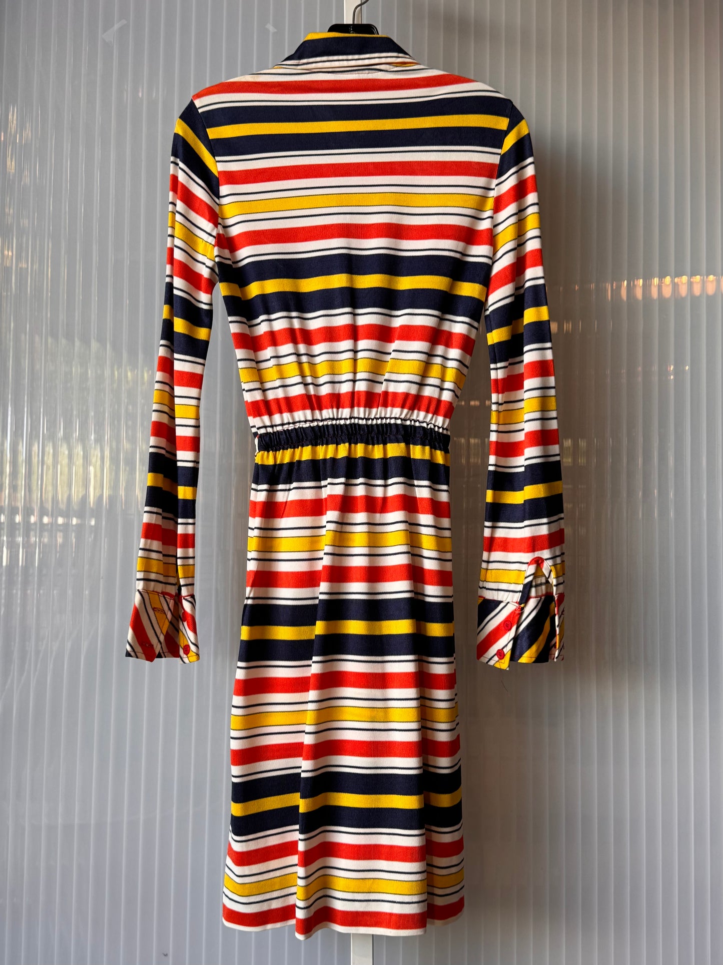 1970s Multicolor Striped Rounded Collar Zip-Up Dress