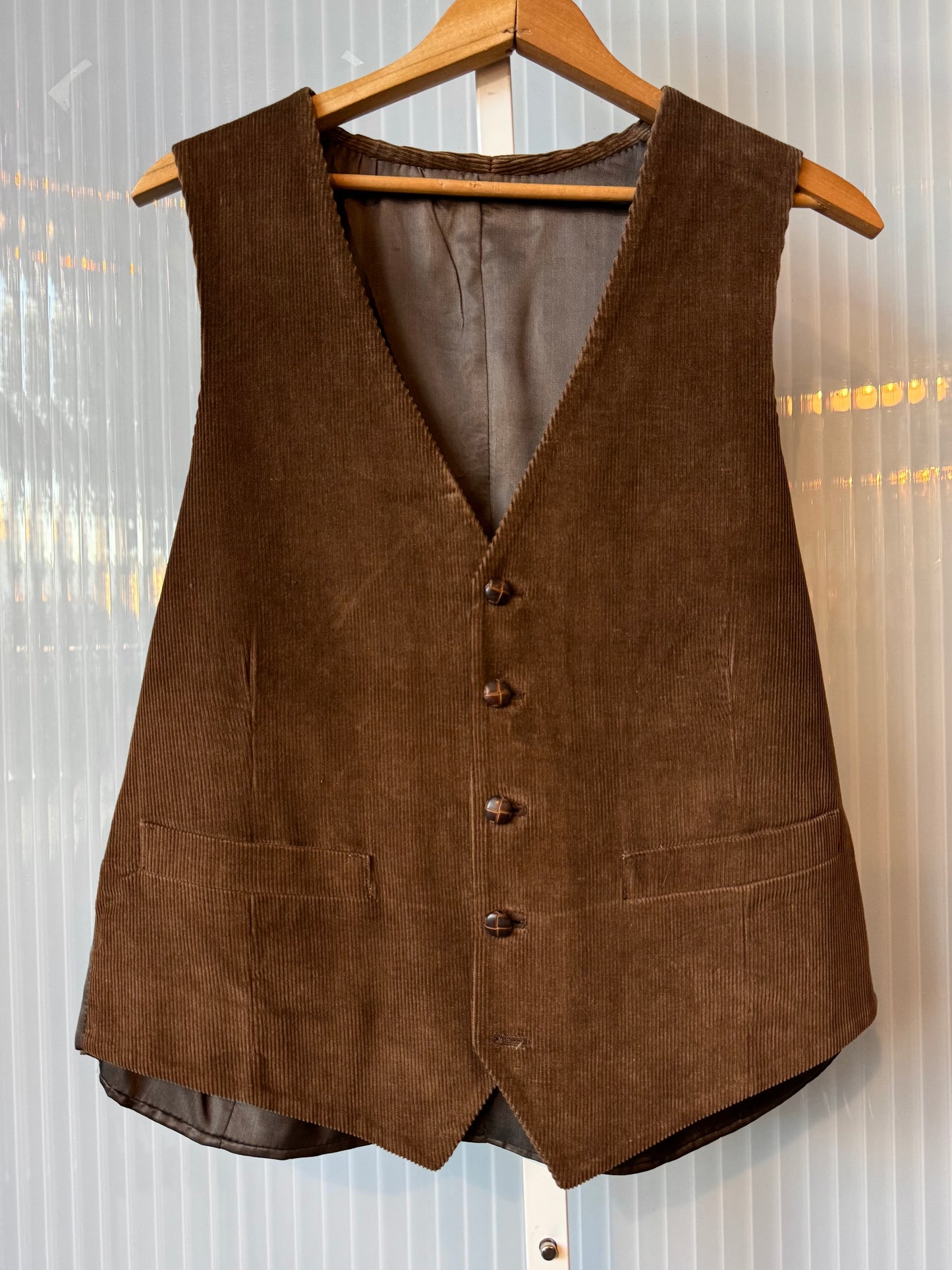 1980s Dark Brown Corduroy Blazer & Vest Set