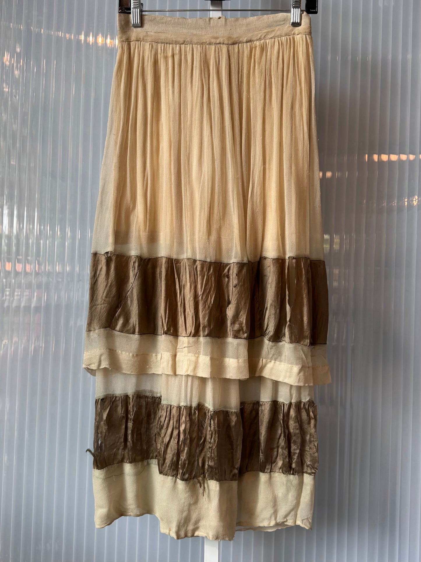 1930s Cream & Taupe Layered Skirt