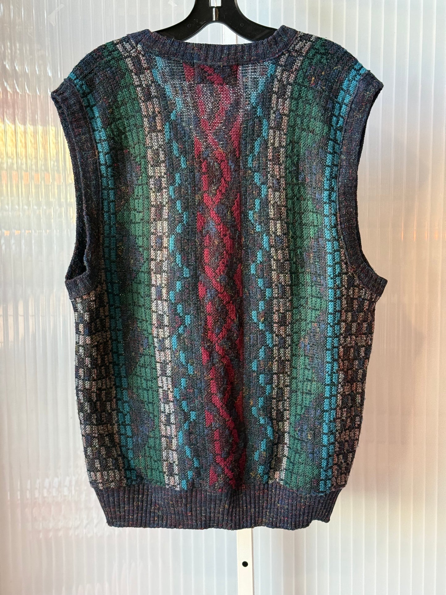 1980s London Fog Multicolor Chunky Knit Sweater Vest