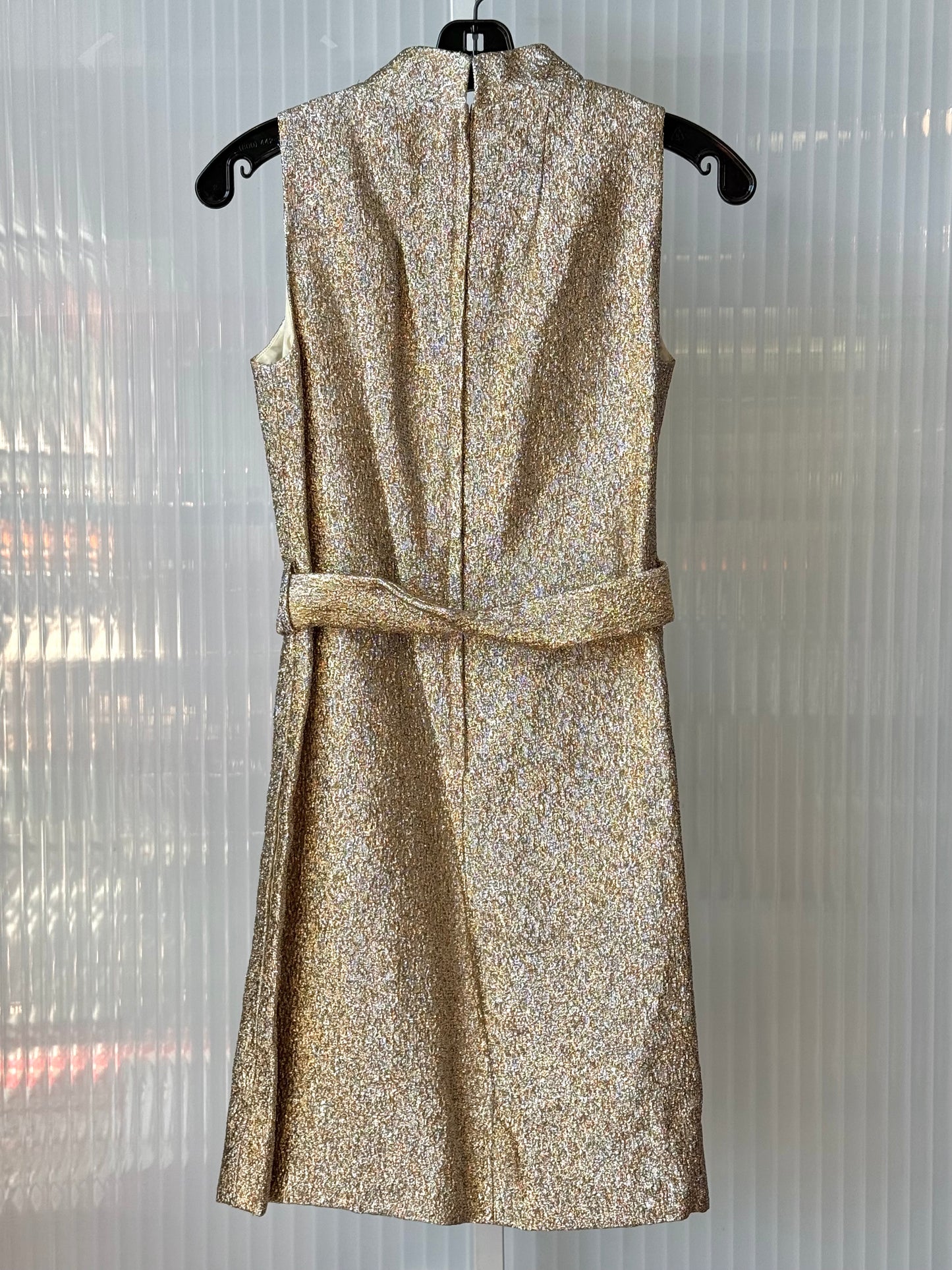 1960s Sparkling Gold High-Collar Shift Dress