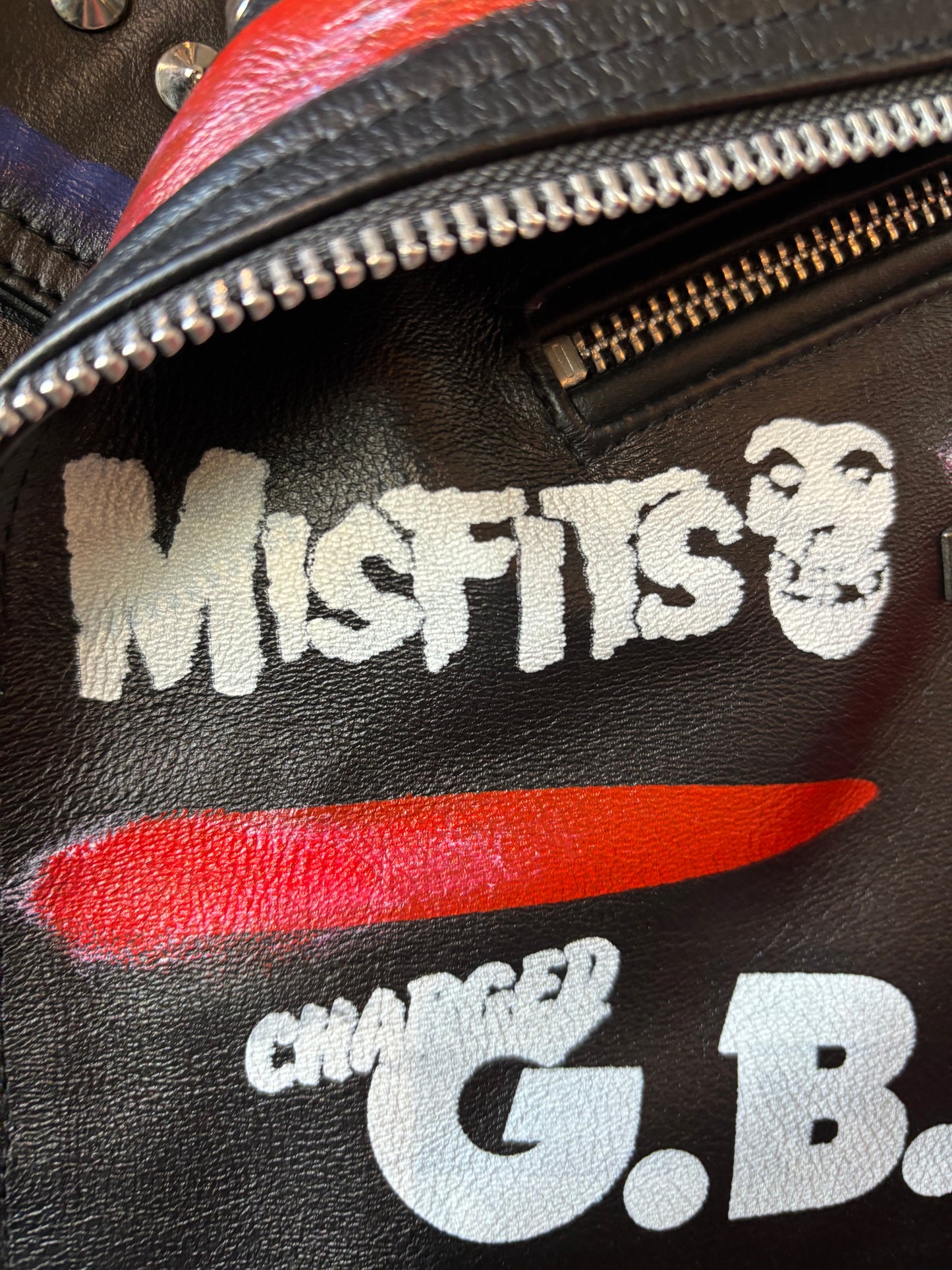 Hand Painted Punk Leather Biker Jacket