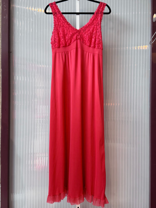 1960s Hot Pink Slip with Lace Cups