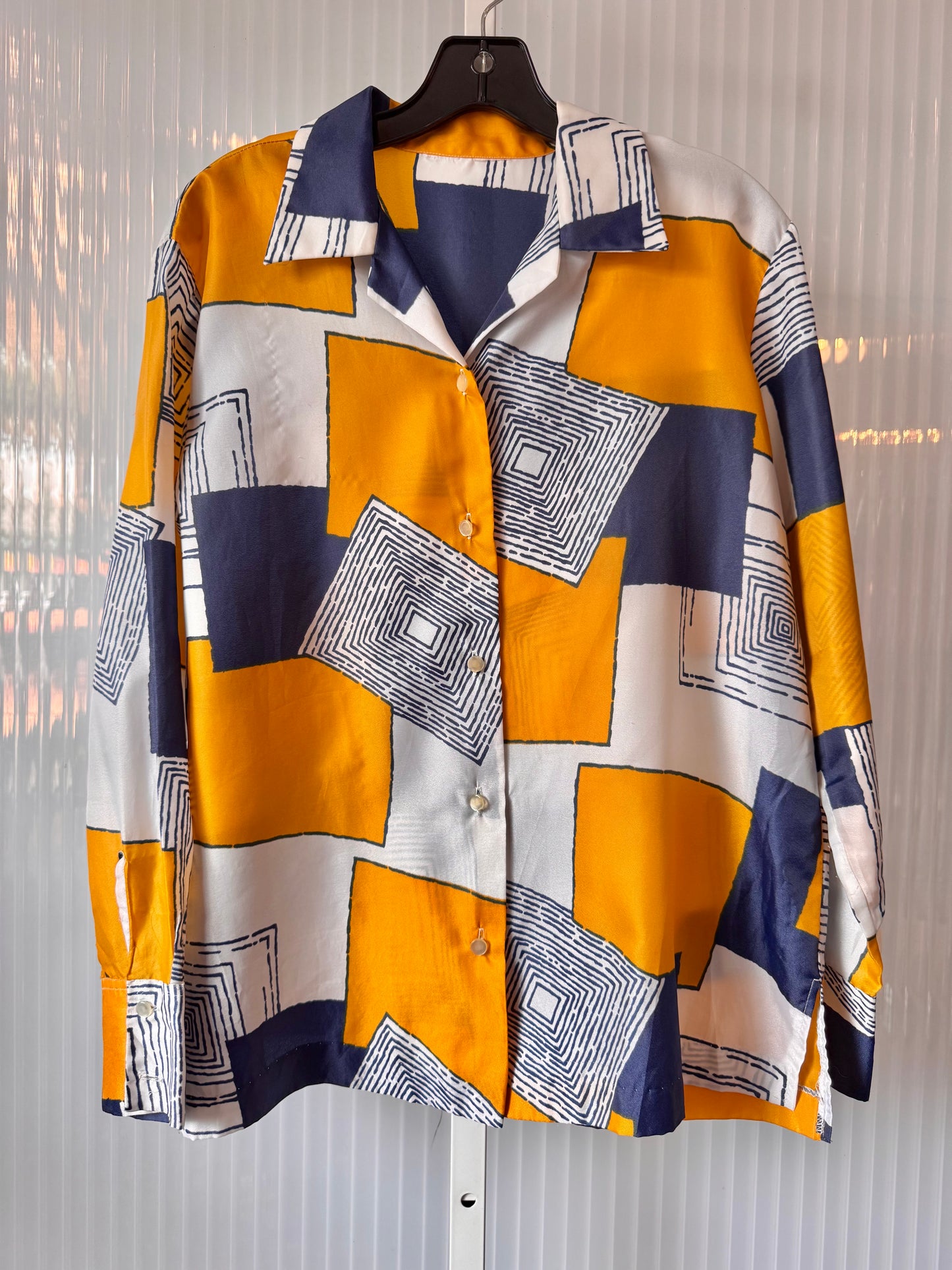 1980s Blue & Yellow Blouse