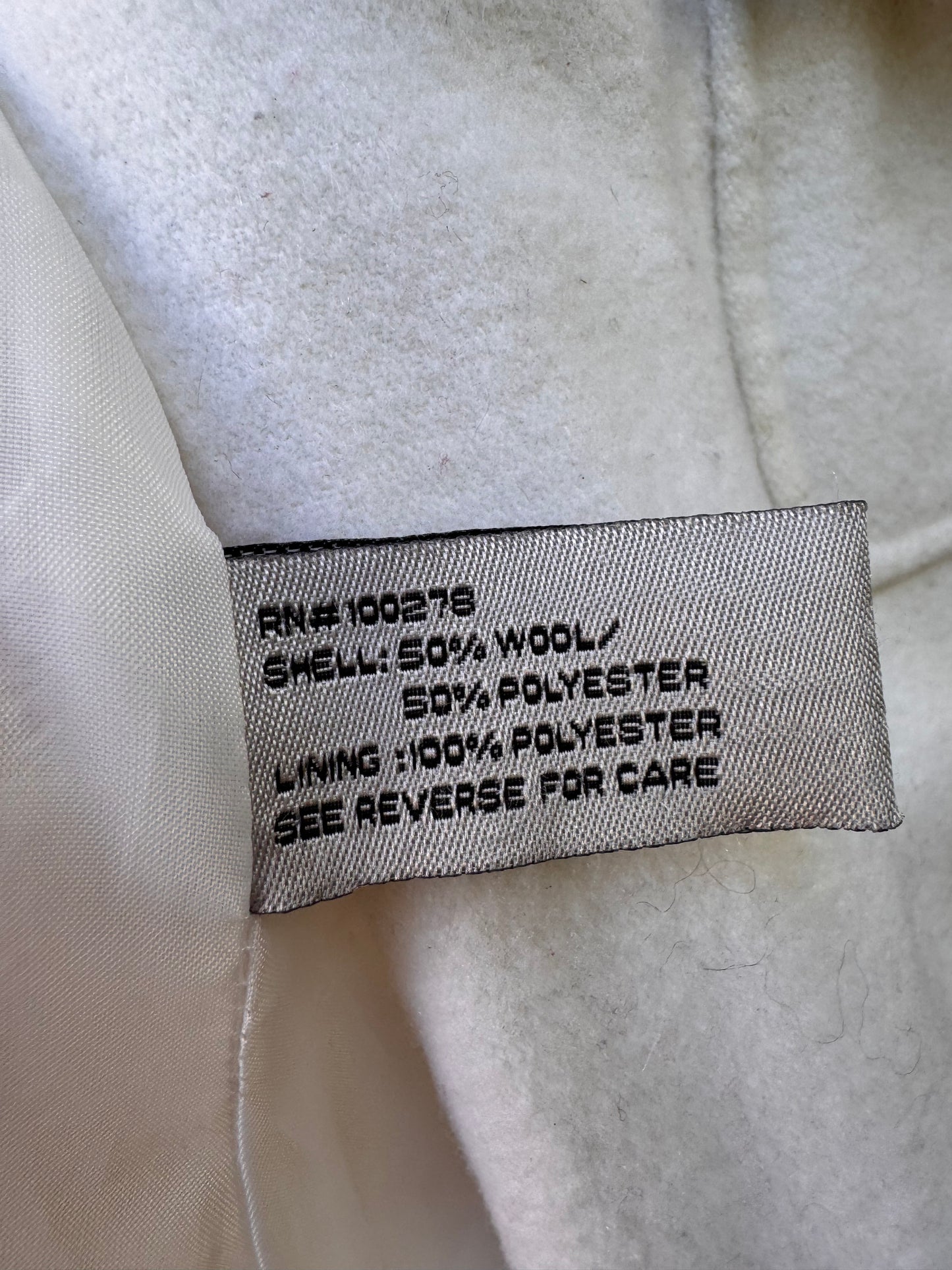 1980s/90s Off White Wool Blend Coat with Notched Lapel