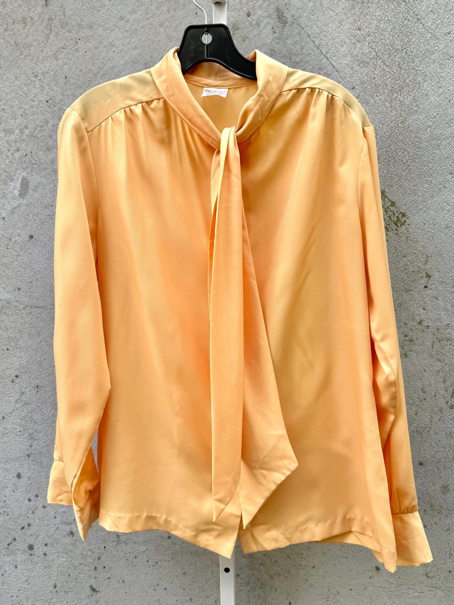 1970s JC Penny Yellow Pussy Bow Blouse