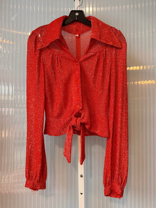 1970s Sparkly Red Disco Top