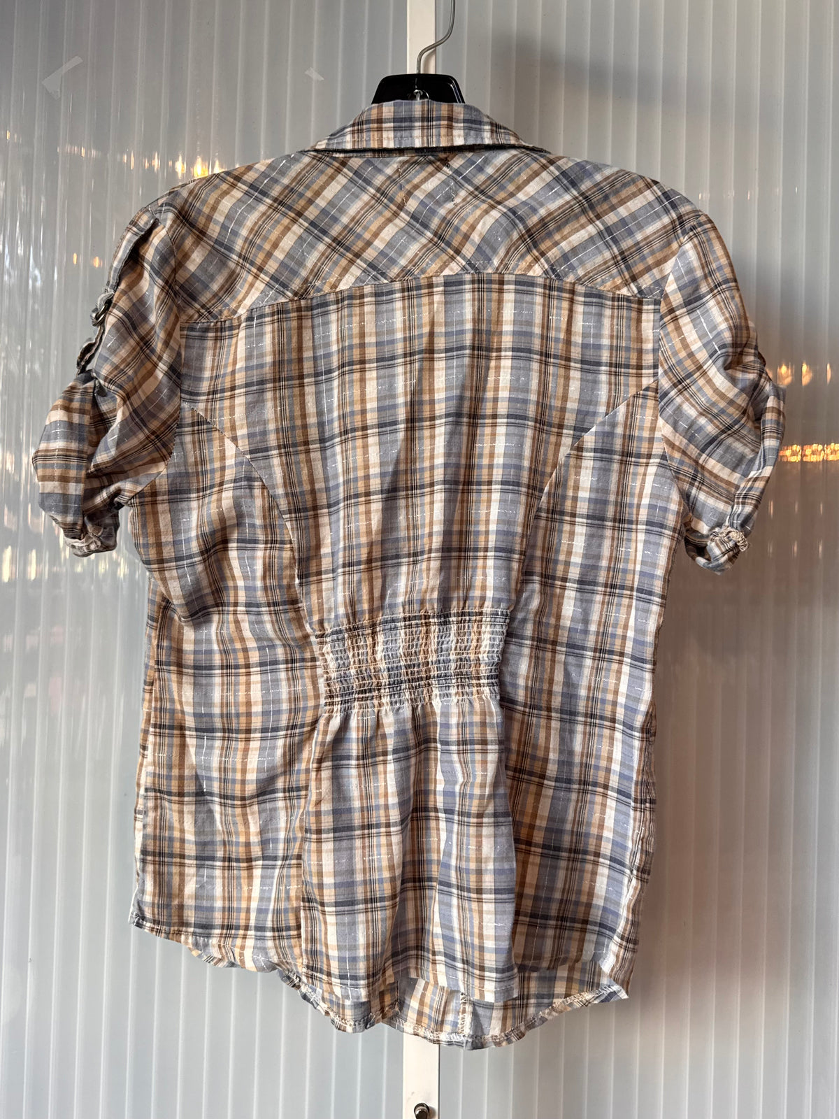 Y2K Blue Plaid Pearl-Snap Shirt