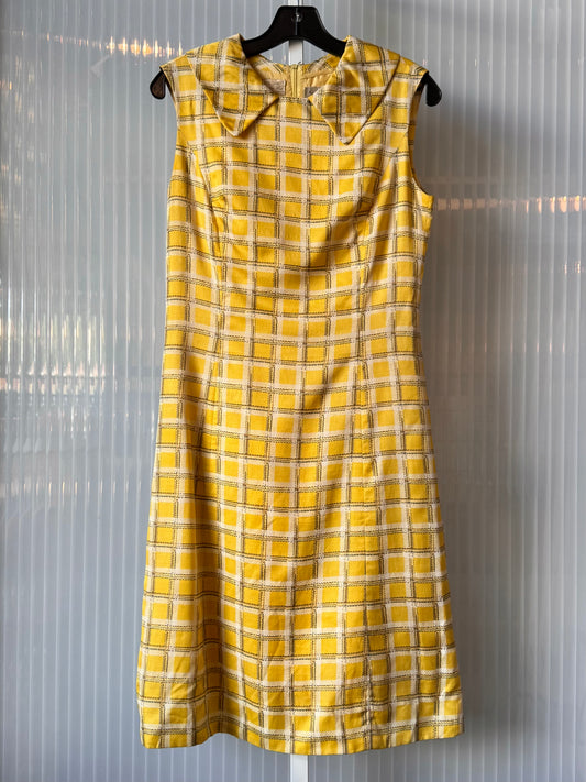 1960s Yellow Windowpane Dress