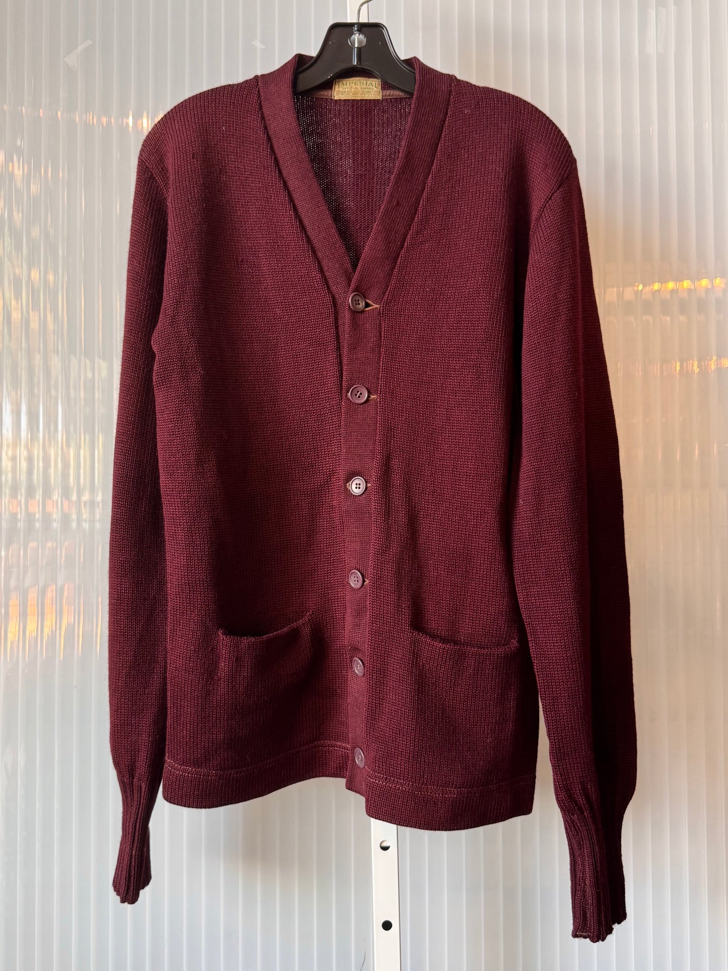 1950s Burgundy Knit Cardigan