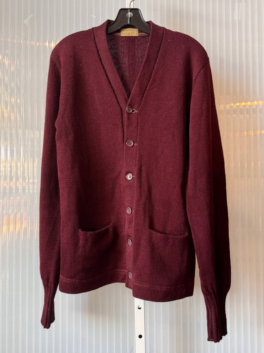 1950s Burgundy Knit Cardigan