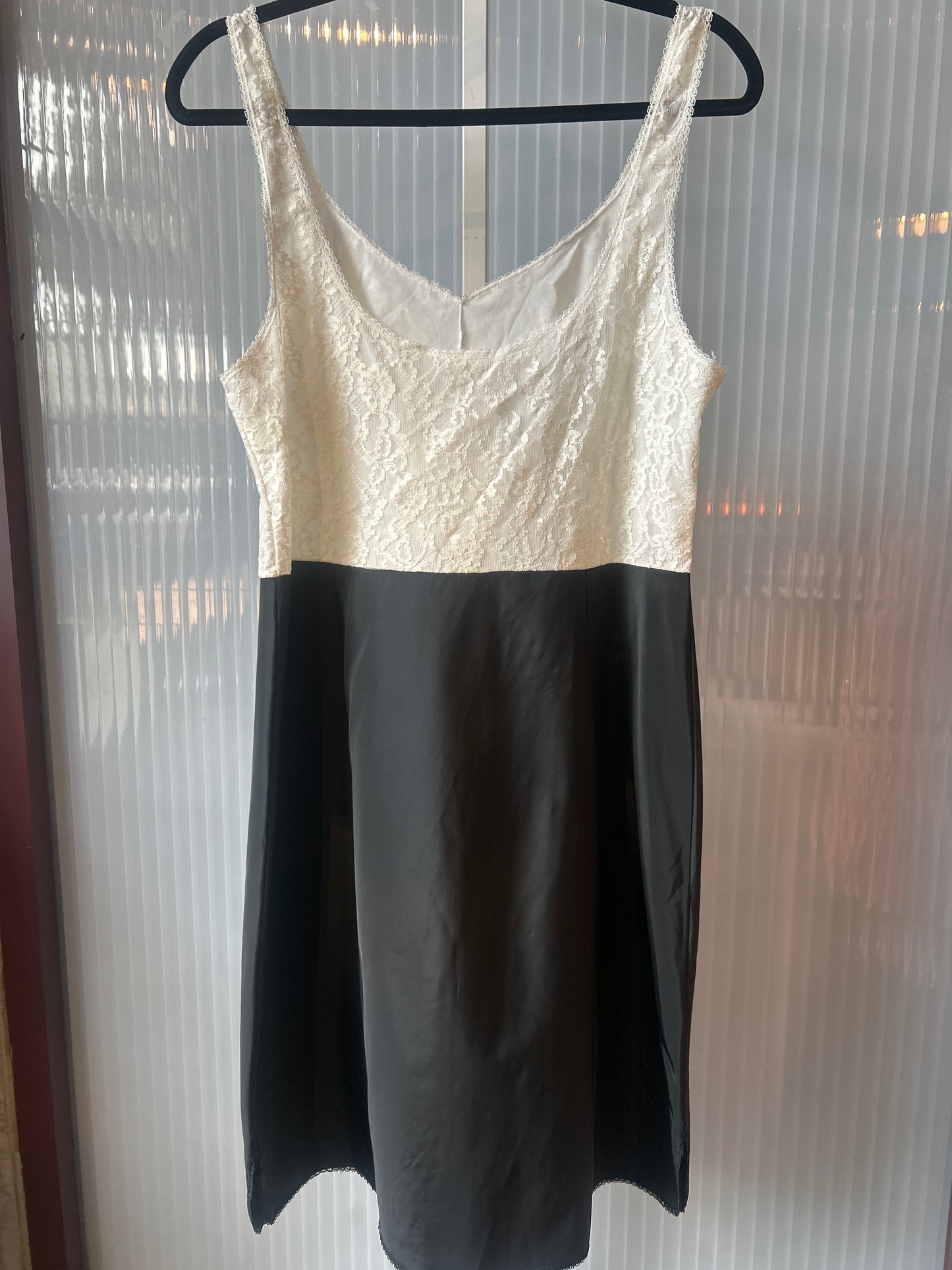 1960s Black & White Lace Slip