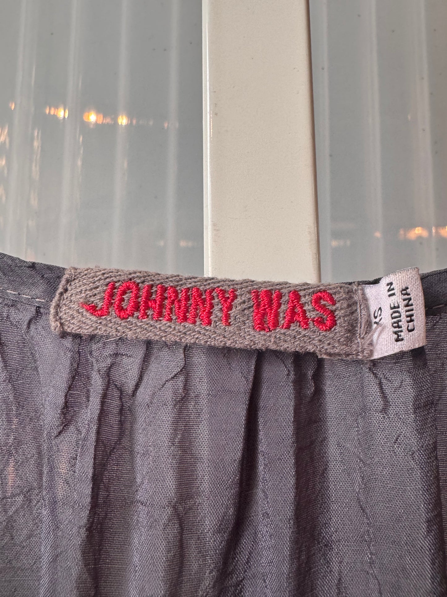 Johnny Was Gray Top with Colorful Floral Embroidery