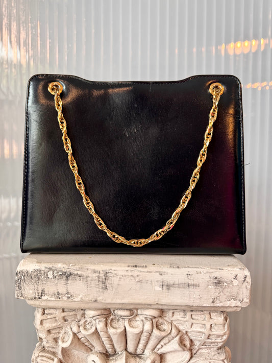 1960s Gold-Chain Black Handbag