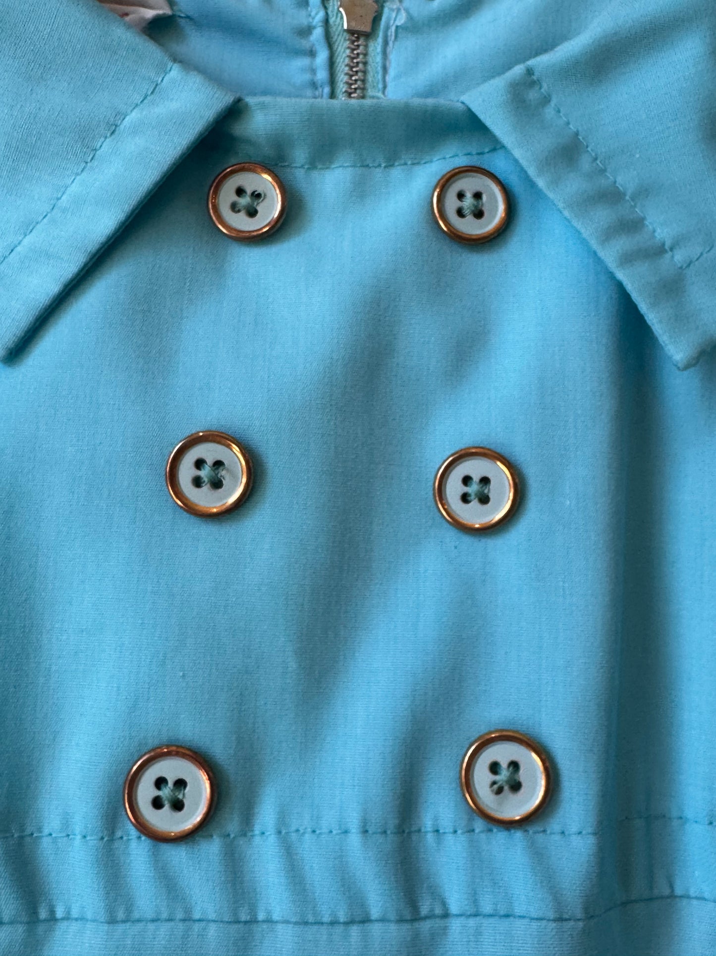 1960s Collared Blue Shift Dress