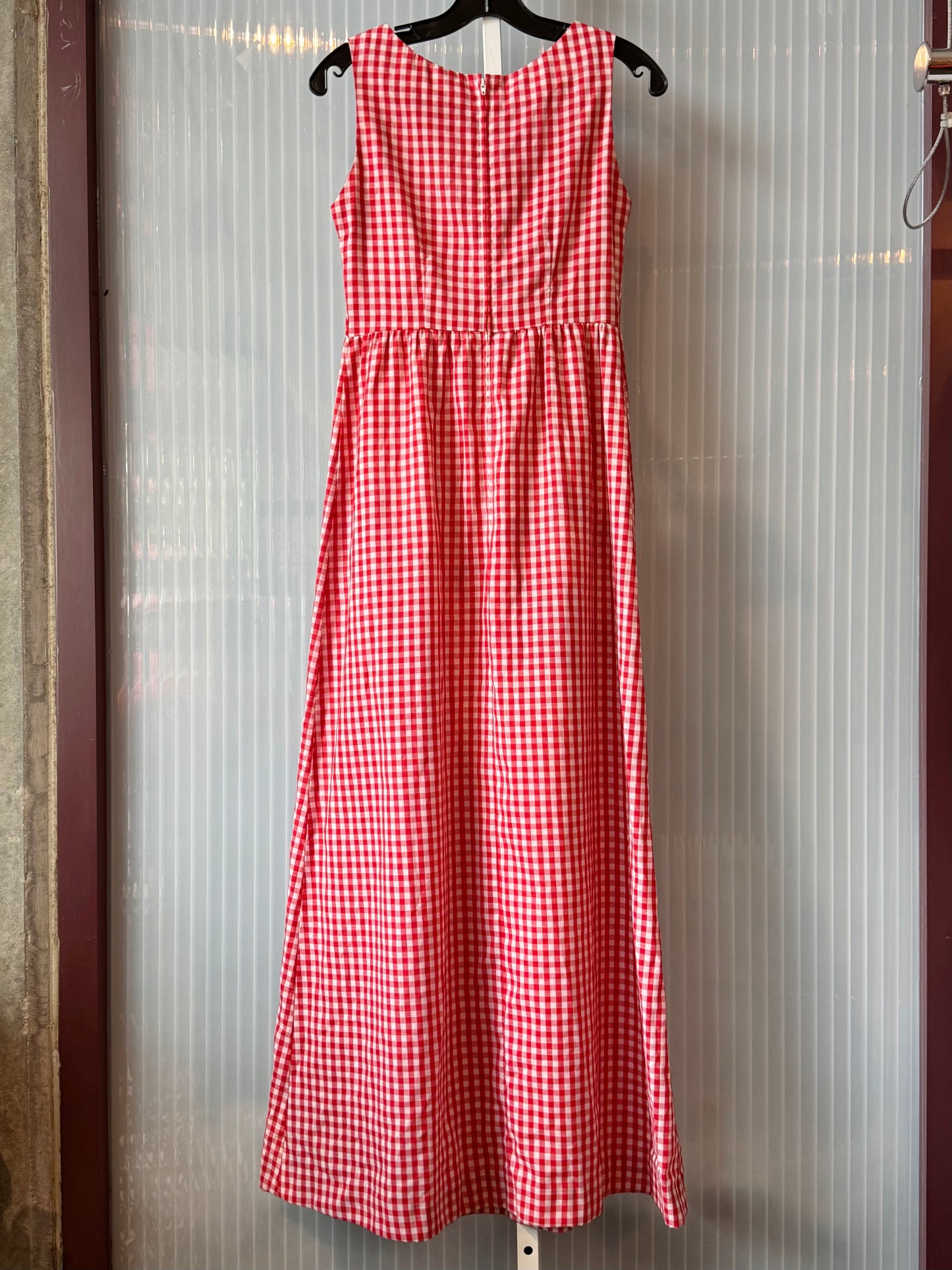 1970s Handmade Red Gingham Dress