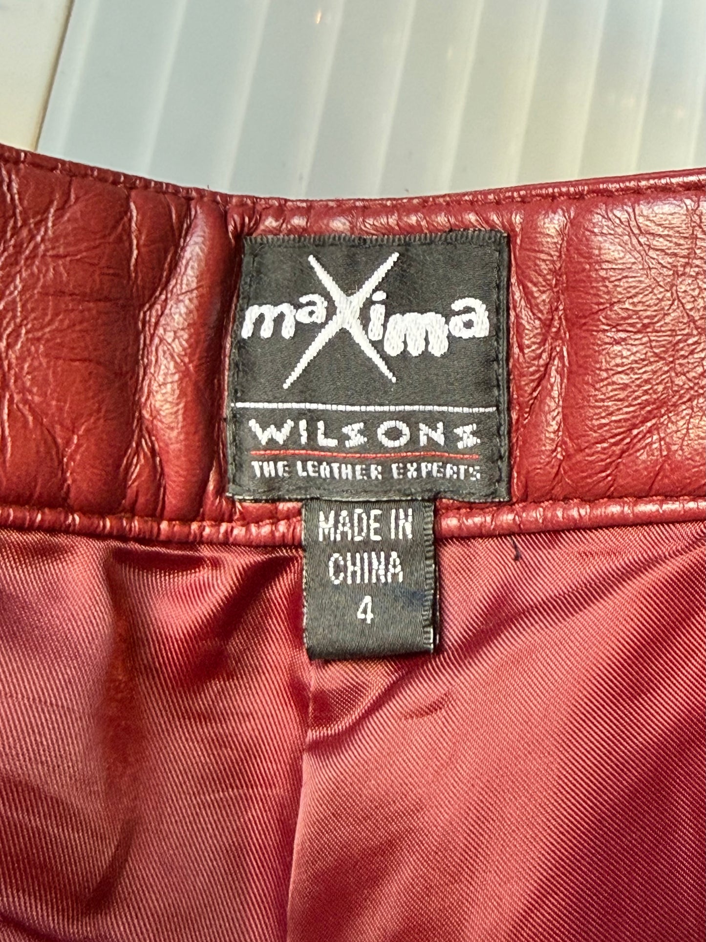 1990s Wilson’s Red Leather Fringe Pants