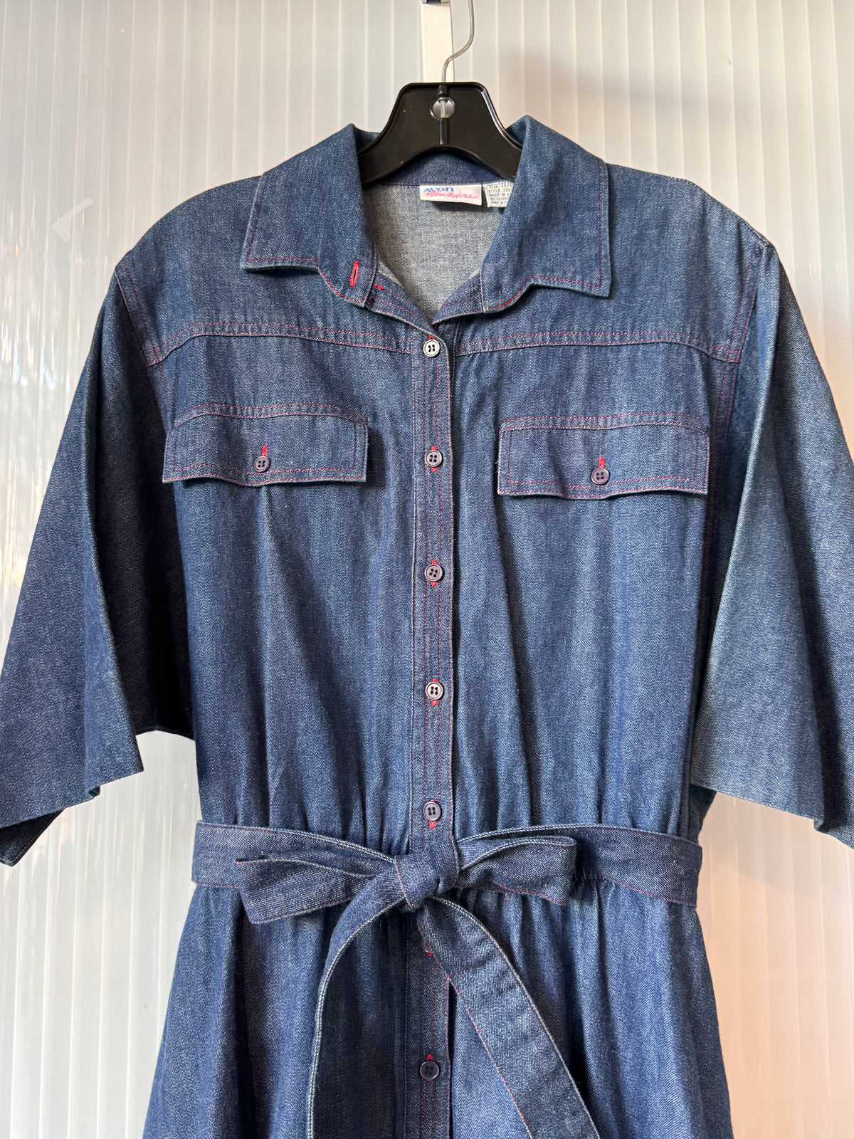1980s Avon Blue Denim Button-Up Dress