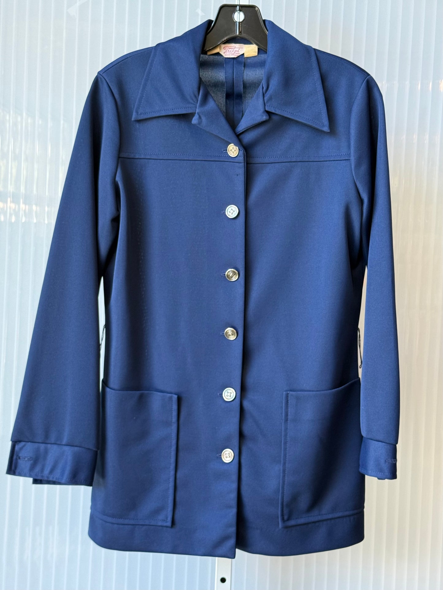 1970s Dark Blue Jacket & Pants Leisure Suit Set