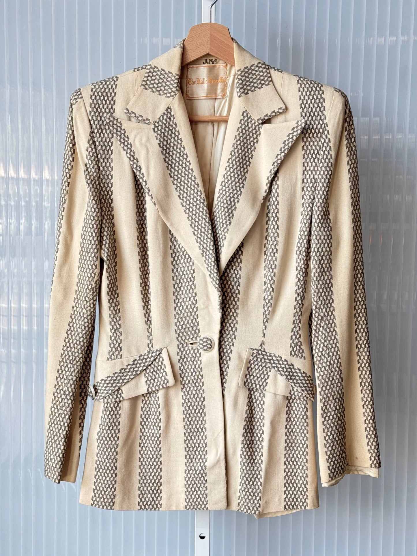 1970s Cream Striped Blazer Jacket
