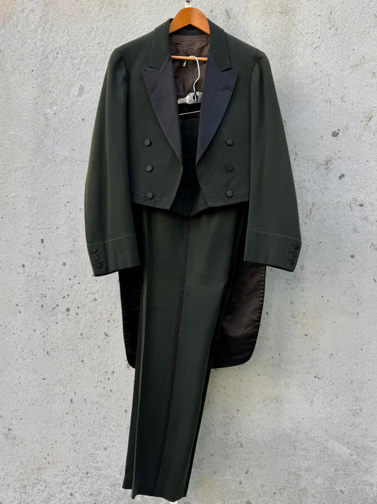 Edwardian Green & Black Tailcoat Vest & Pants Set