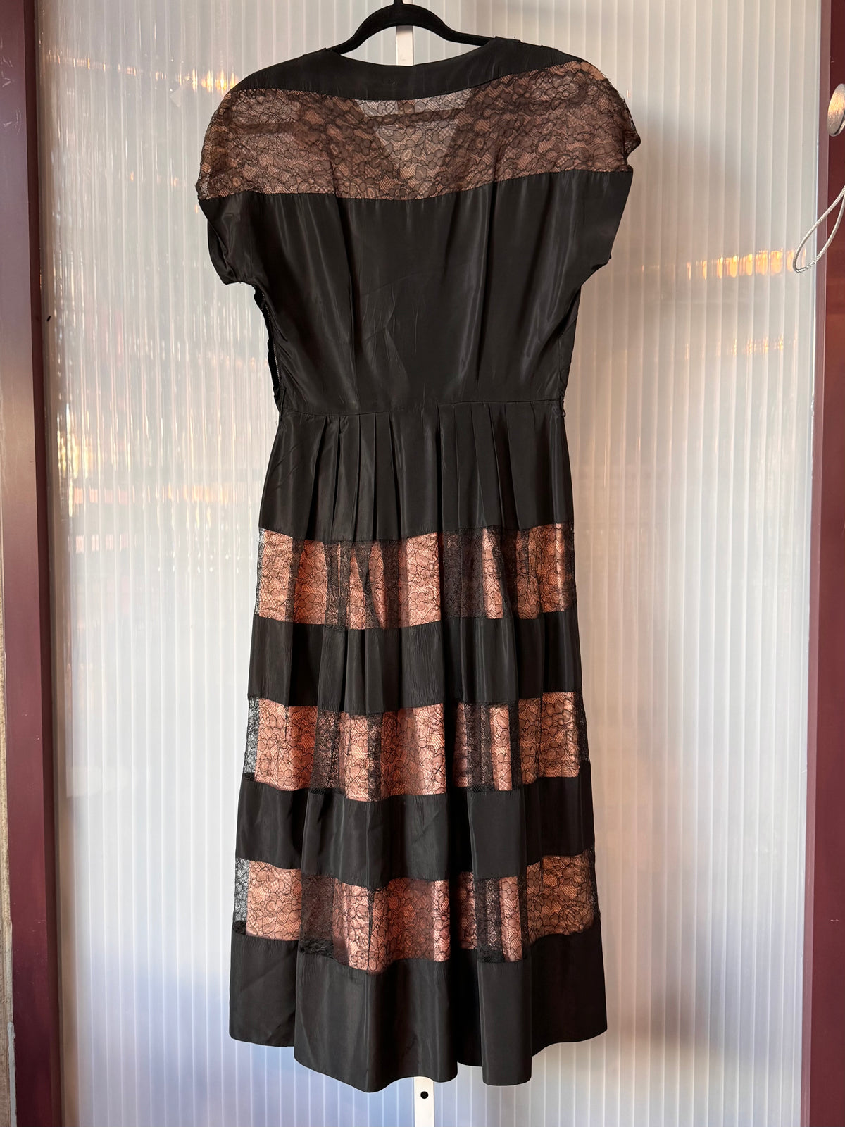 1940s / 1950s Black Satin & Lace Dress