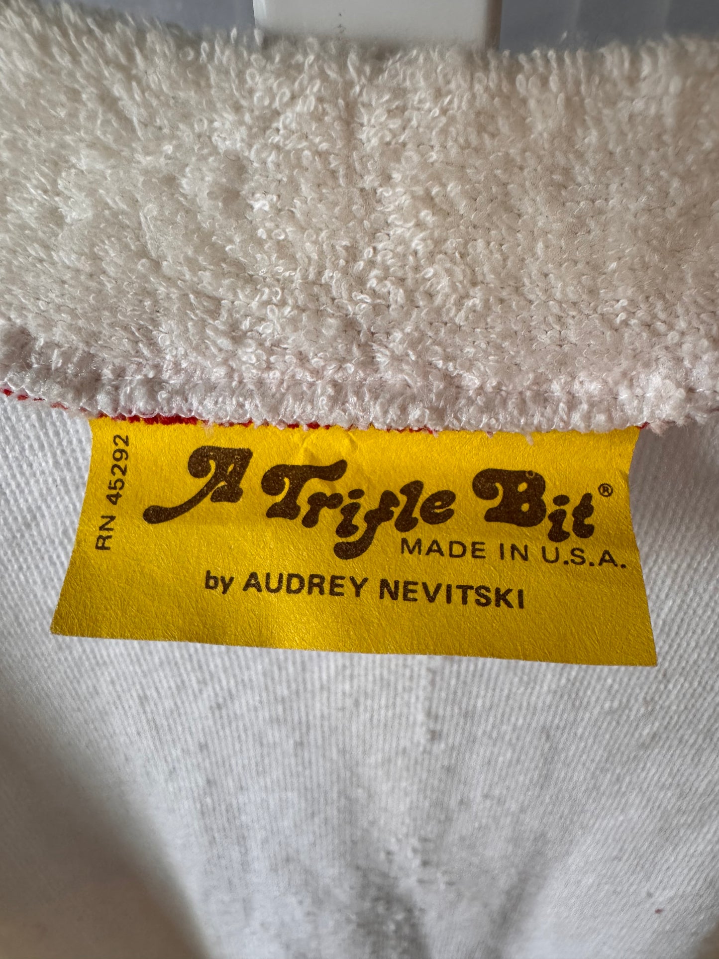 1970s White & Red Terrycloth Cardigan