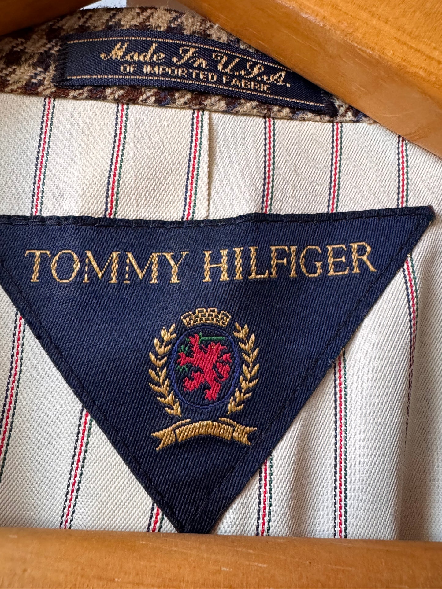 1990s Tommy Hilfiger Brown Houndstooth Blazer
