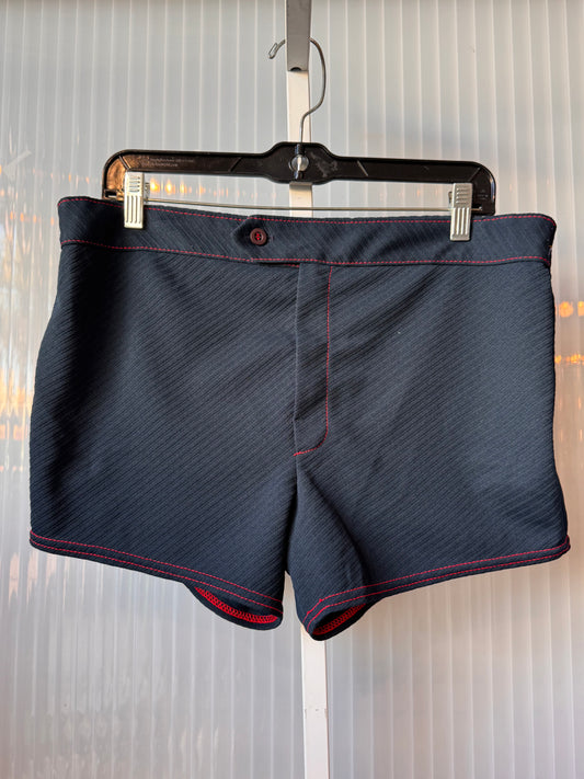 1970s Navy Textured Shorts w/ Red Stitching