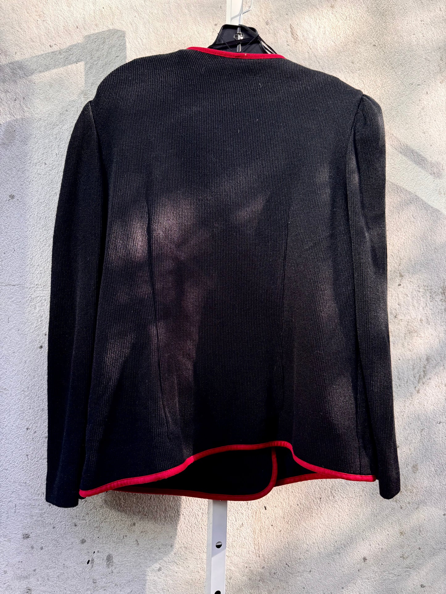 1980s Black Knit Blazer with Red Trim
