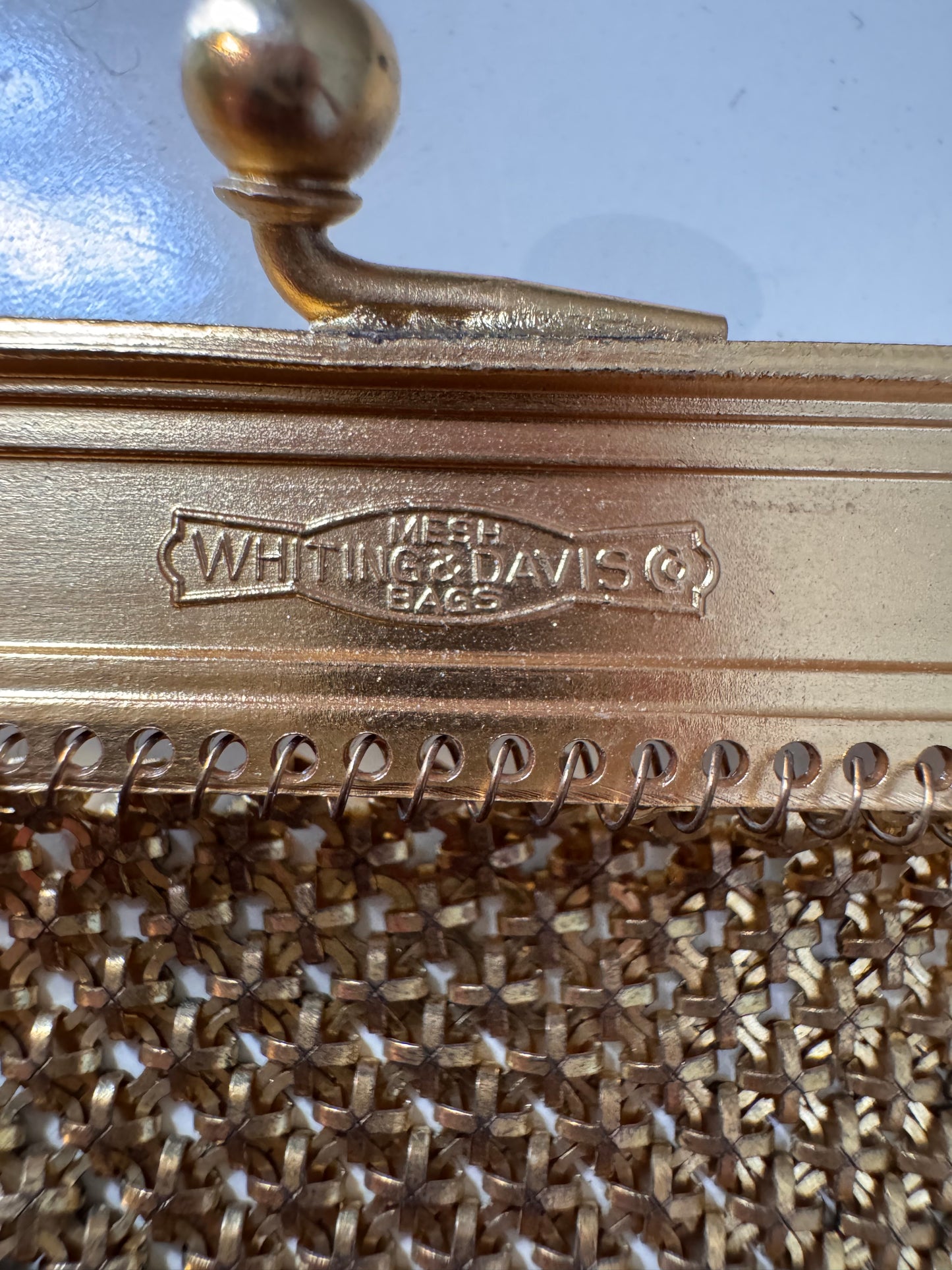 1920s Gold Tone Art Deco Mesh Flapper Purse