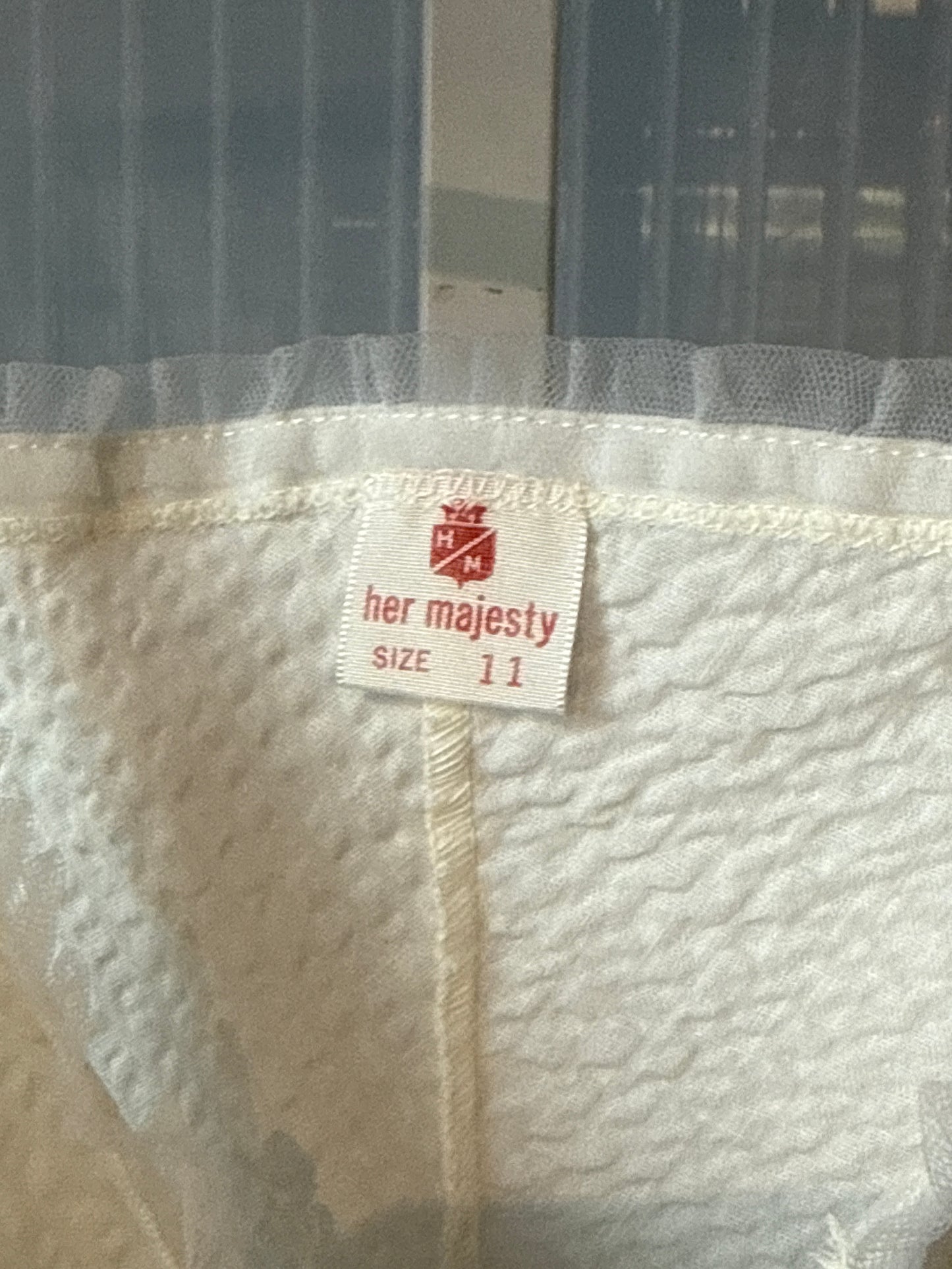 1970s Deadstock White Cotton Slip w/ Bows & Tulle Trim