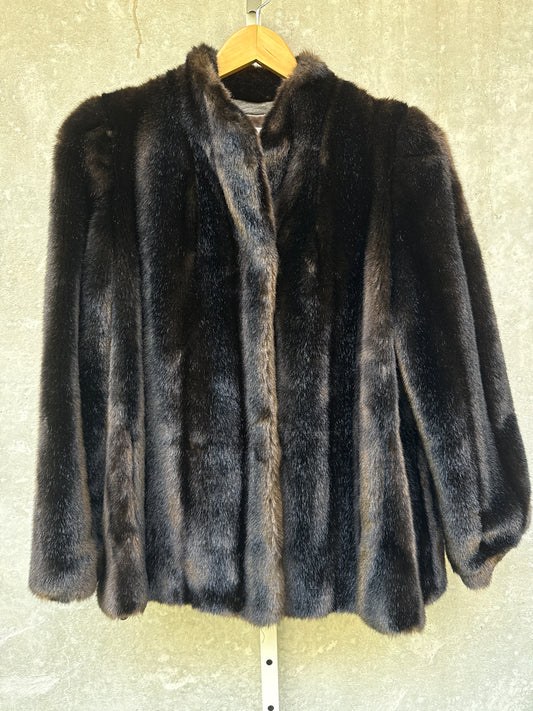 1960s Union Made Brown Faux Fur Coat